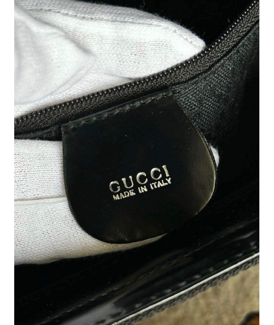 GUCCI Черная тканевая сумка с короткими ручками, фото 5