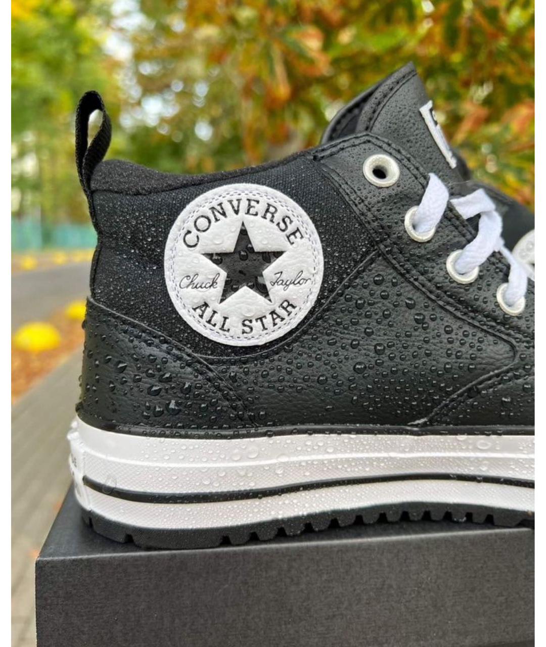 CONVERSE Черные кожаные высокие кроссовки / кеды, фото 6