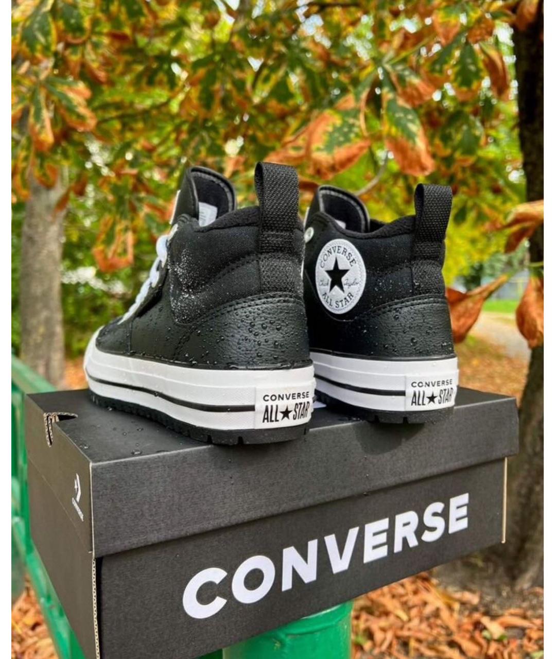 CONVERSE Черные кожаные высокие кроссовки / кеды, фото 7