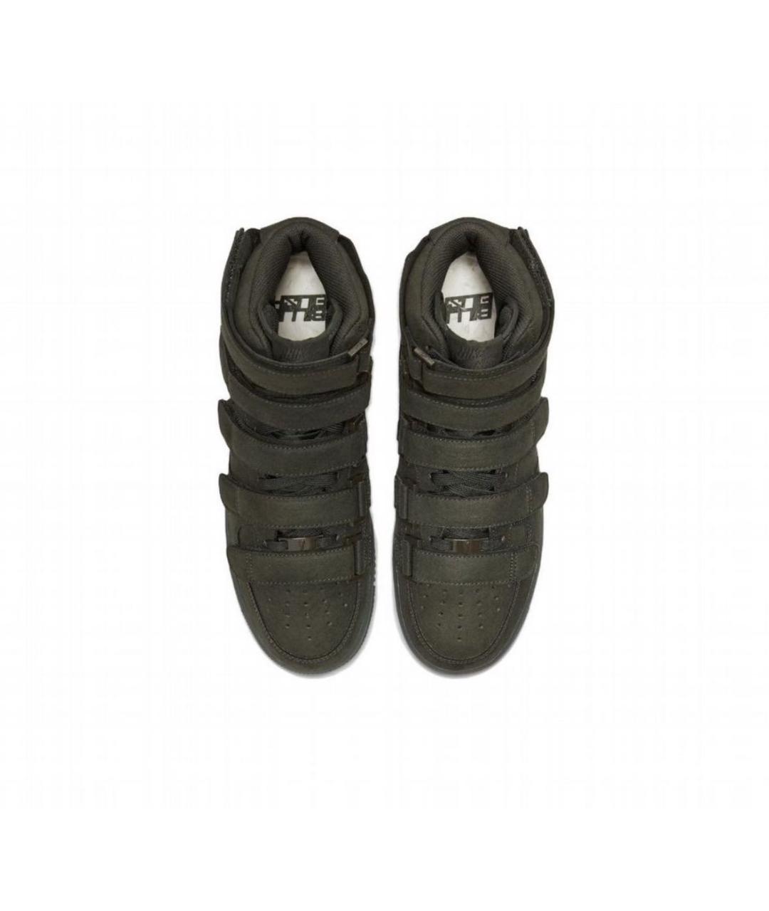 NIKE Зеленые нубуковые высокие кроссовки / кеды, фото 3