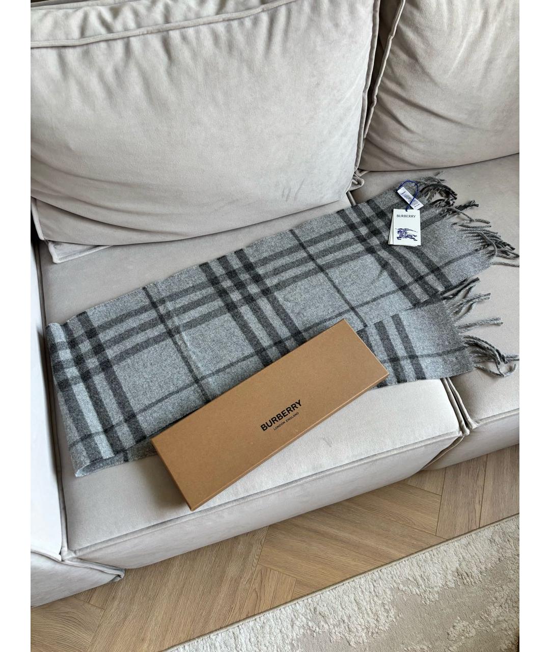 BURBERRY Антрацитовый шерстяной шарф, фото 2