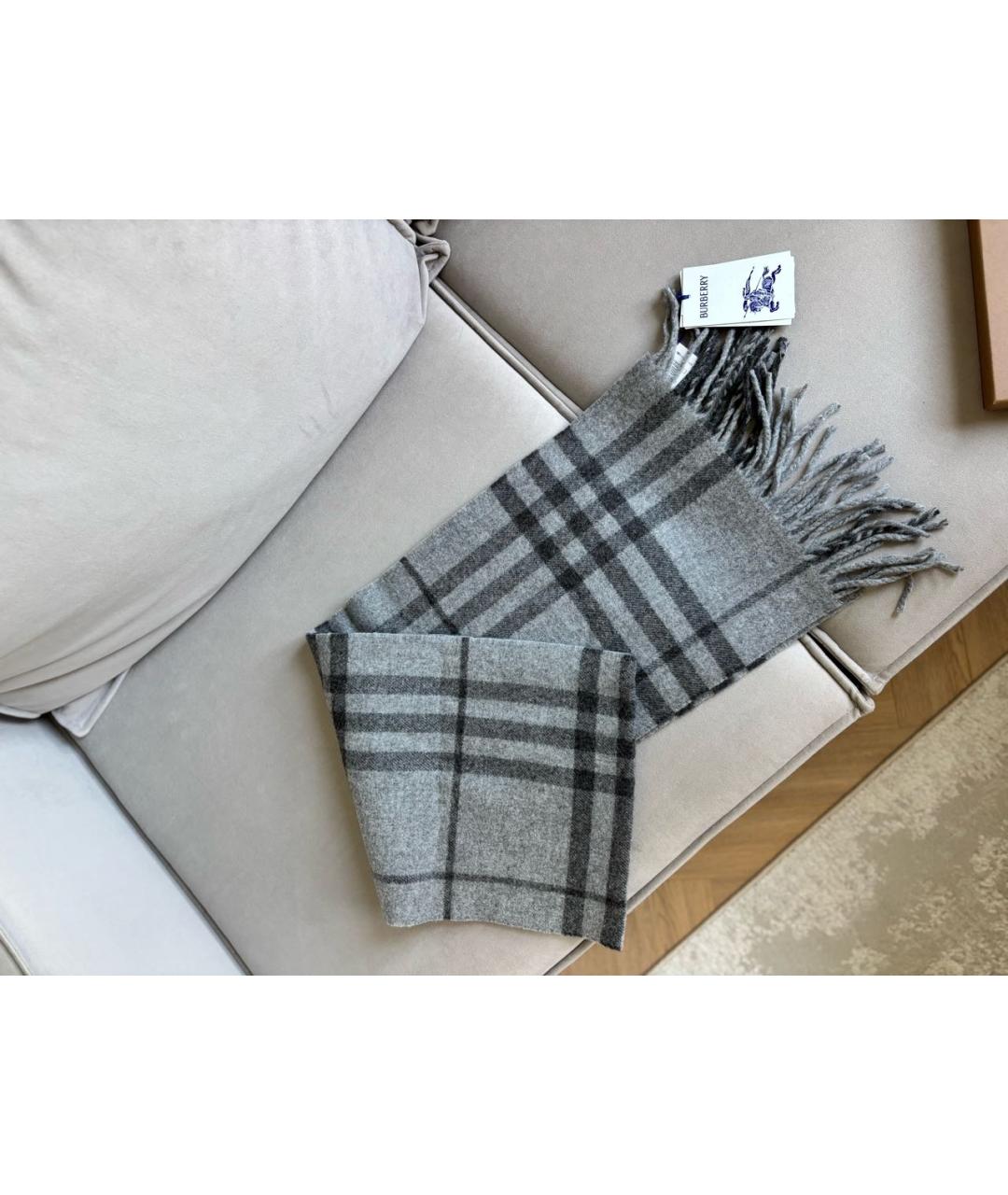 BURBERRY Антрацитовый шерстяной шарф, фото 5
