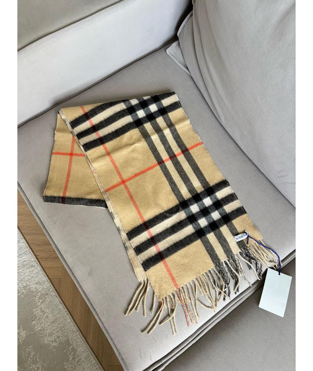 BURBERRY Коричневый кашемировый шарф, фото 2
