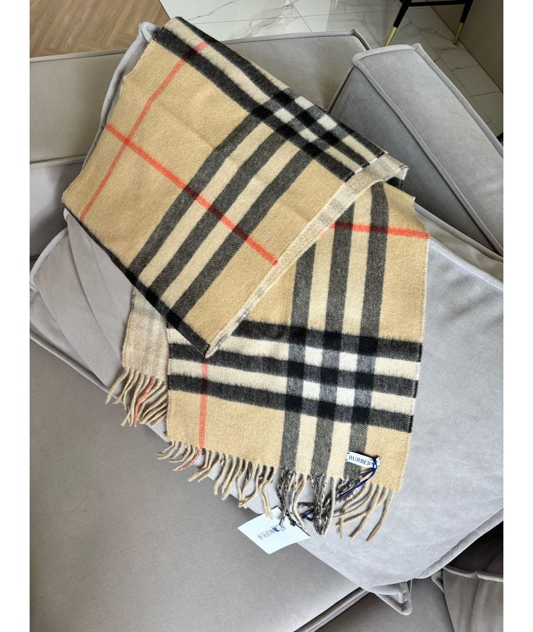 BURBERRY Коричневый кашемировый шарф, фото 4