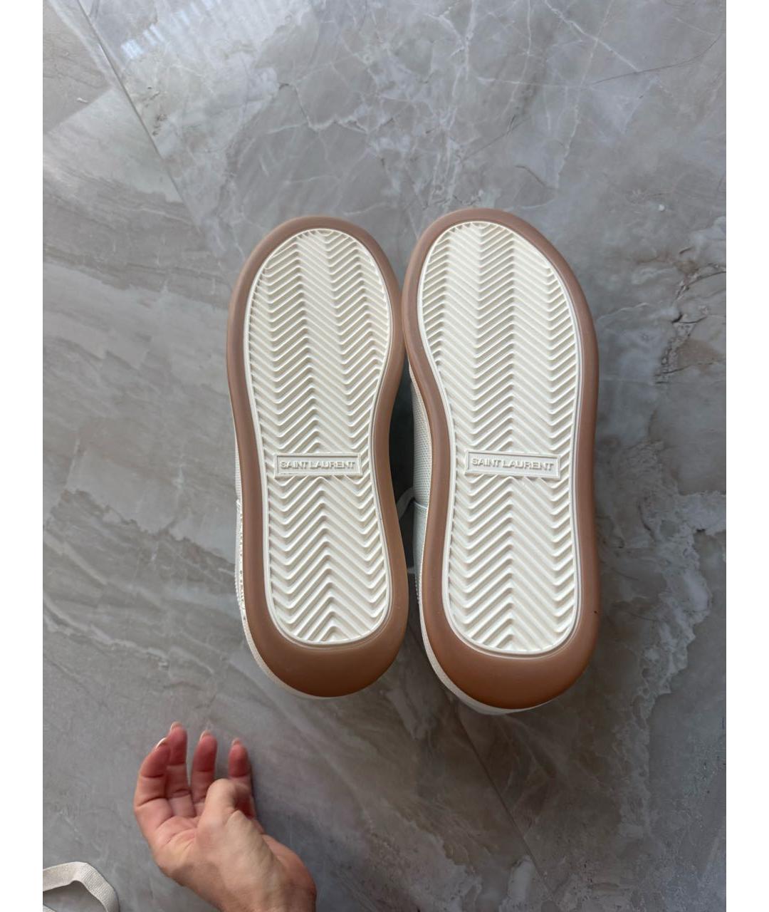 SAINT LAURENT Белые кожаные низкие кроссовки / кеды, фото 3