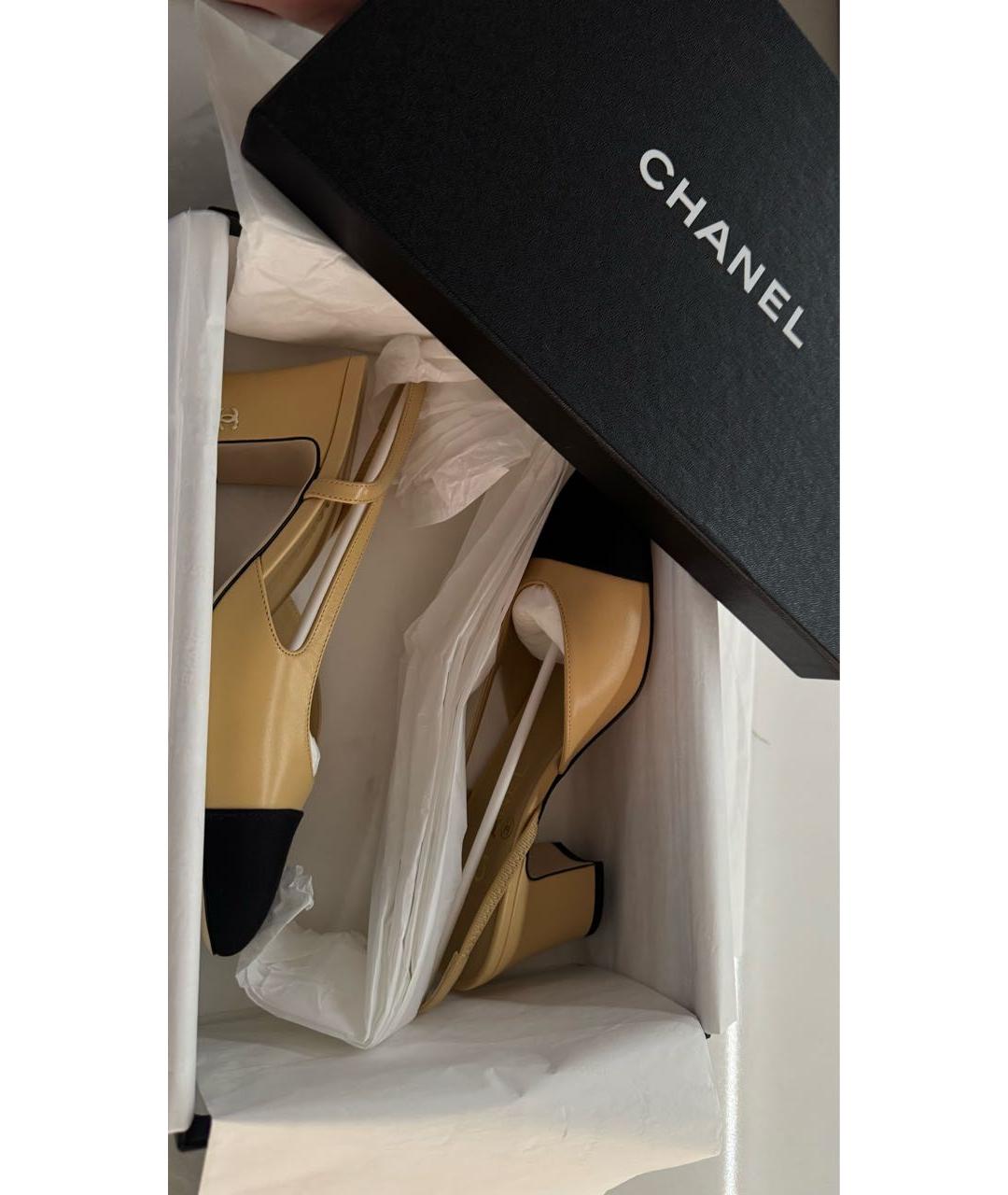 CHANEL Бежевые кожаные туфли, фото 7