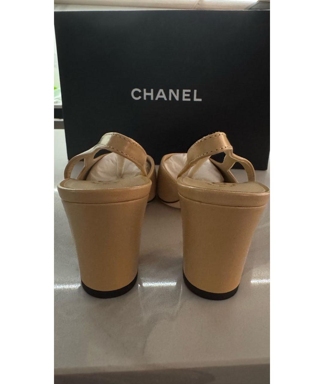 CHANEL Бежевые кожаные туфли, фото 4