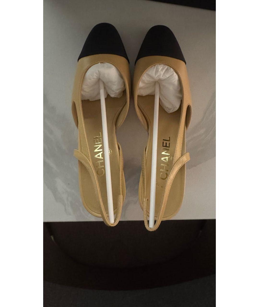 CHANEL Бежевые кожаные туфли, фото 3