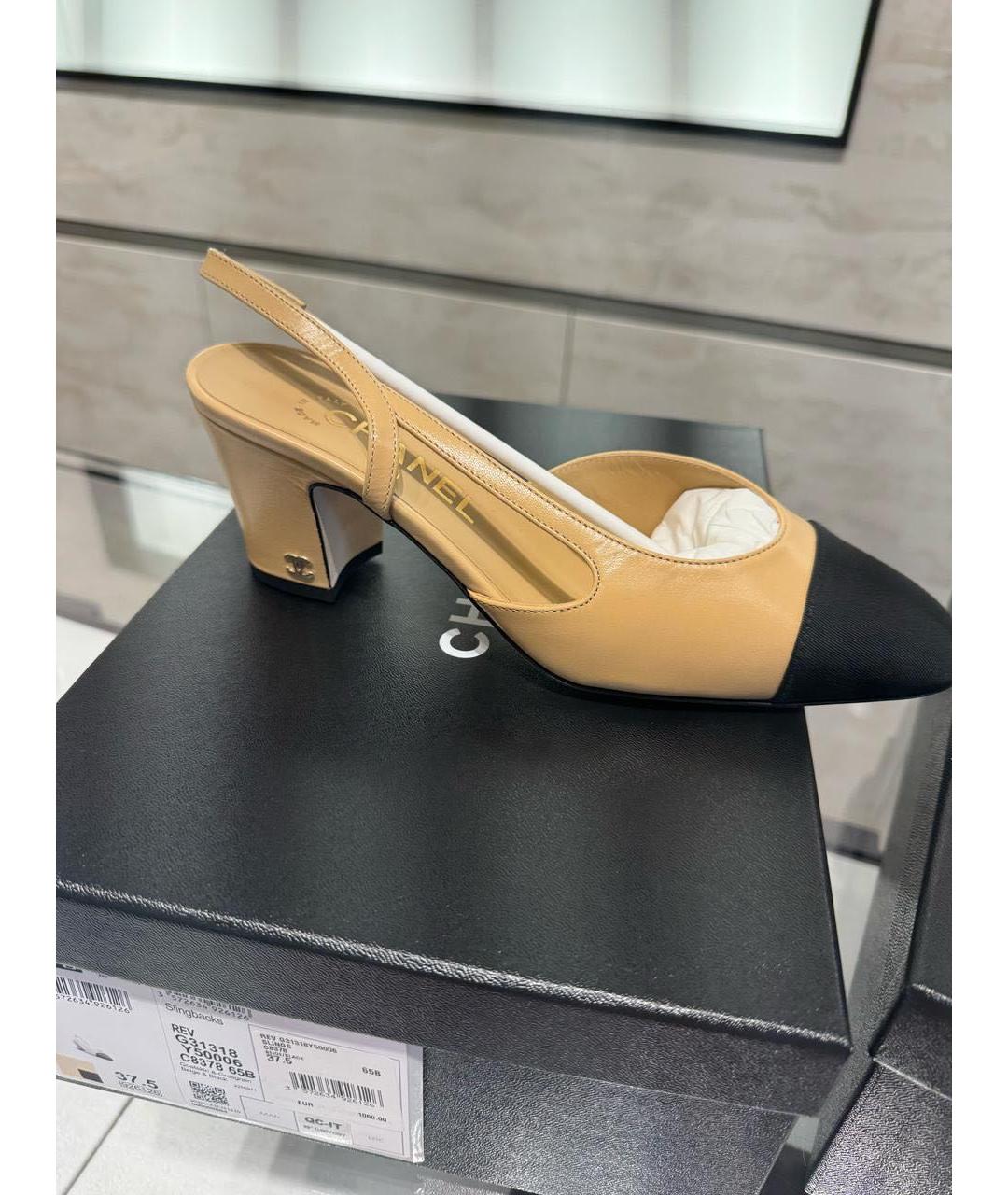 CHANEL Бежевые кожаные туфли, фото 5
