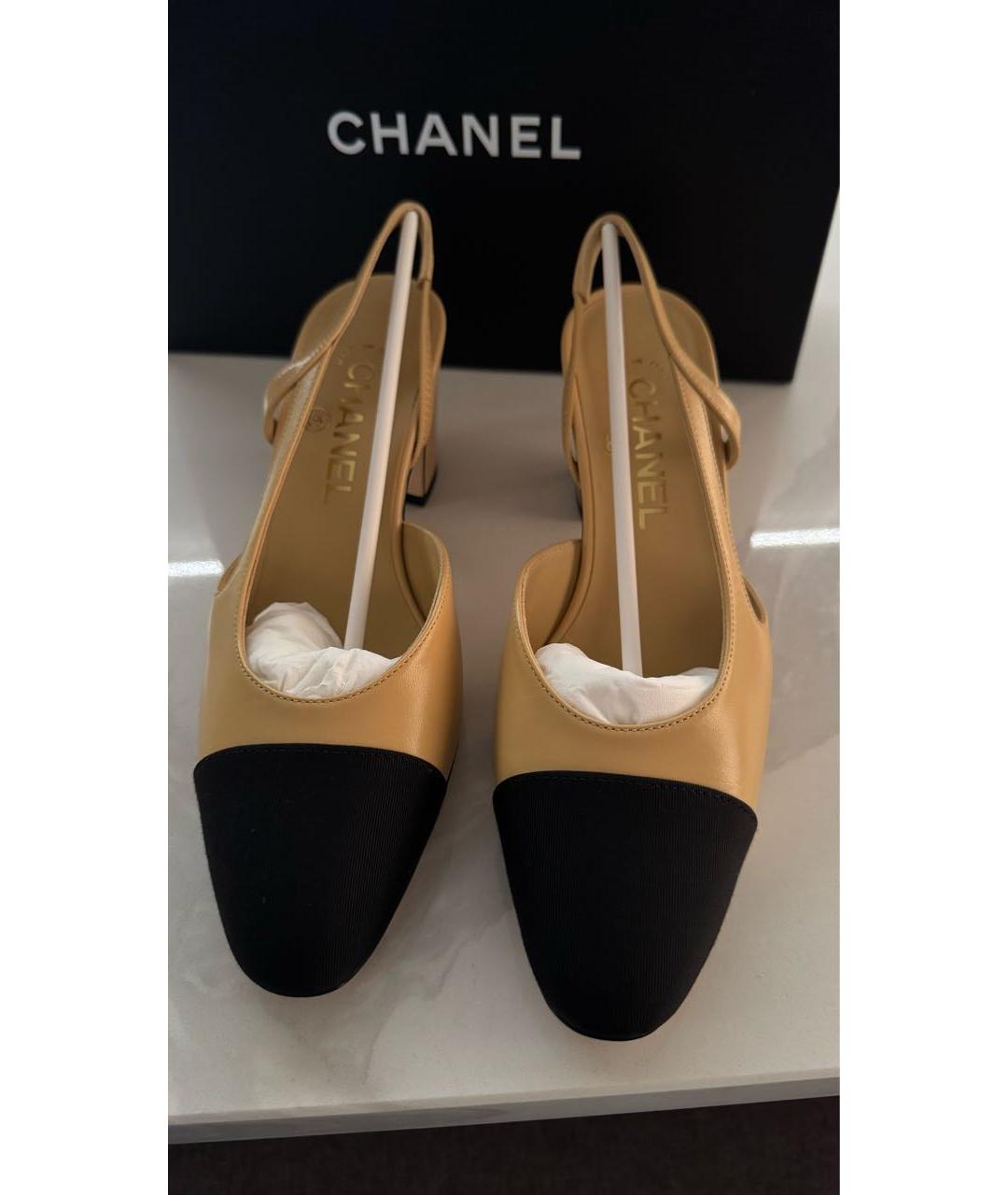 CHANEL Бежевые кожаные туфли, фото 2