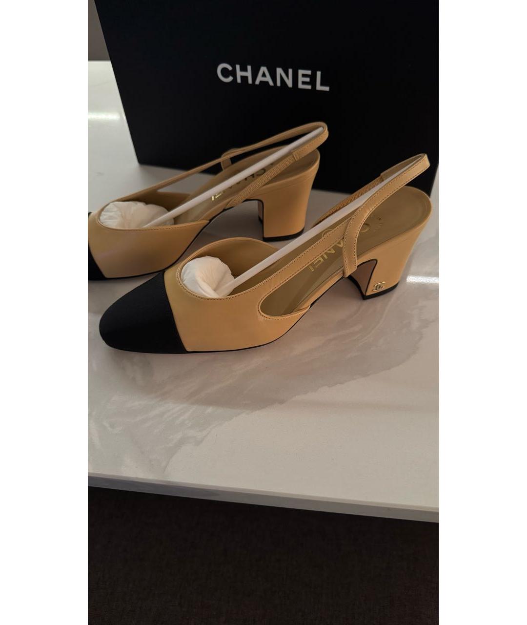 CHANEL Бежевые кожаные туфли, фото 9