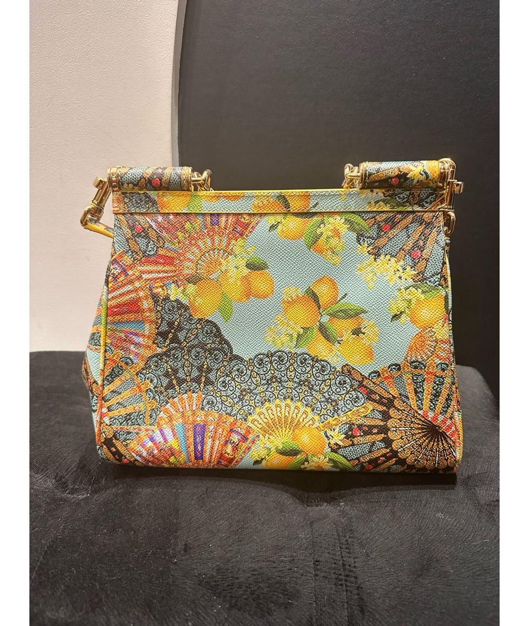 DOLCE&GABBANA Желтая кожаная сумка через плечо, фото 3
