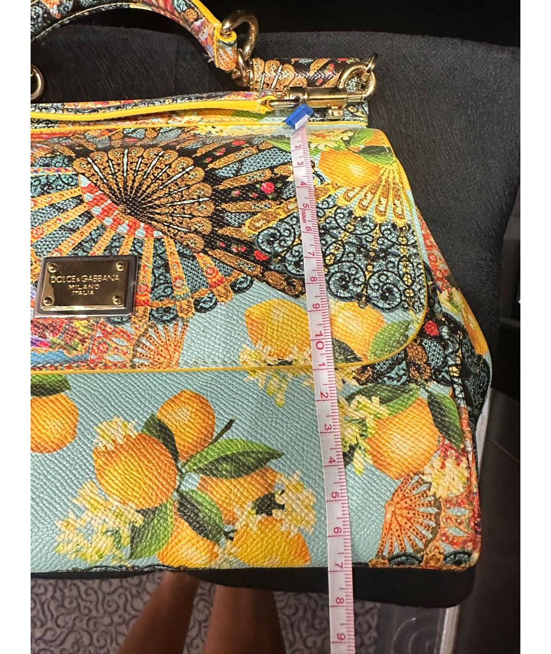 DOLCE&GABBANA Желтая кожаная сумка через плечо, фото 5