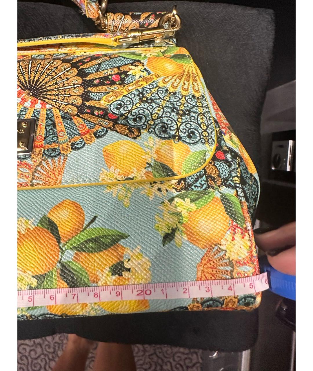 DOLCE&GABBANA Желтая кожаная сумка через плечо, фото 6