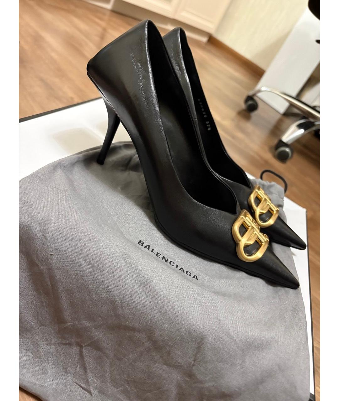 BALENCIAGA Черные кожаные туфли, фото 9