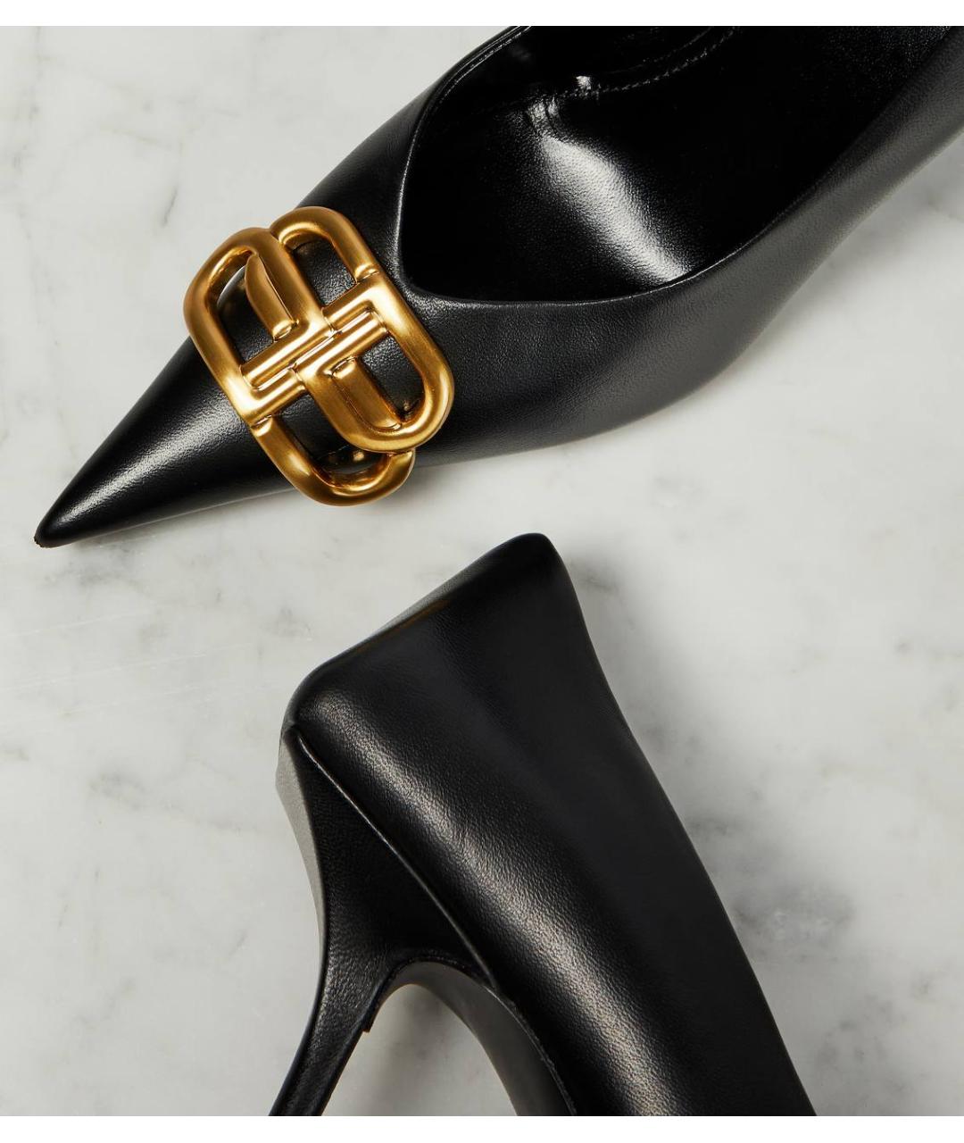 BALENCIAGA Черные кожаные туфли, фото 4