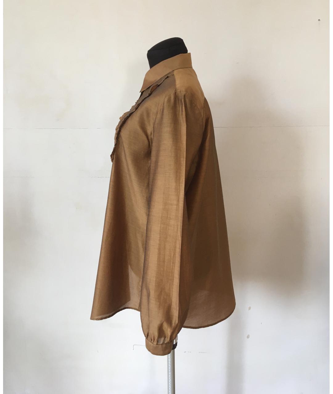 BURBERRY Коричневая шелковая блузы, фото 4