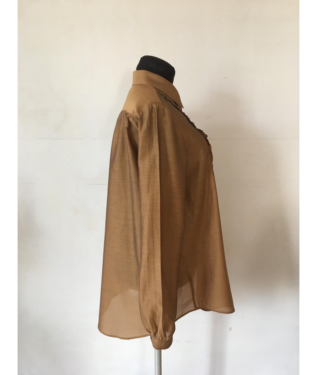 BURBERRY Коричневая шелковая блузы, фото 3