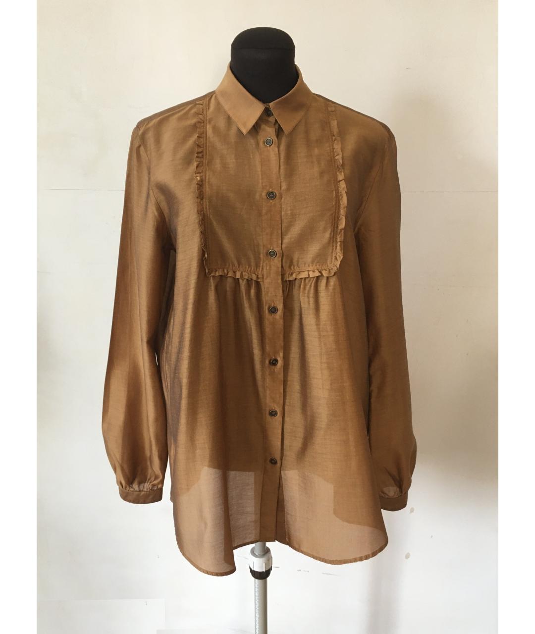 BURBERRY Коричневая шелковая блузы, фото 10