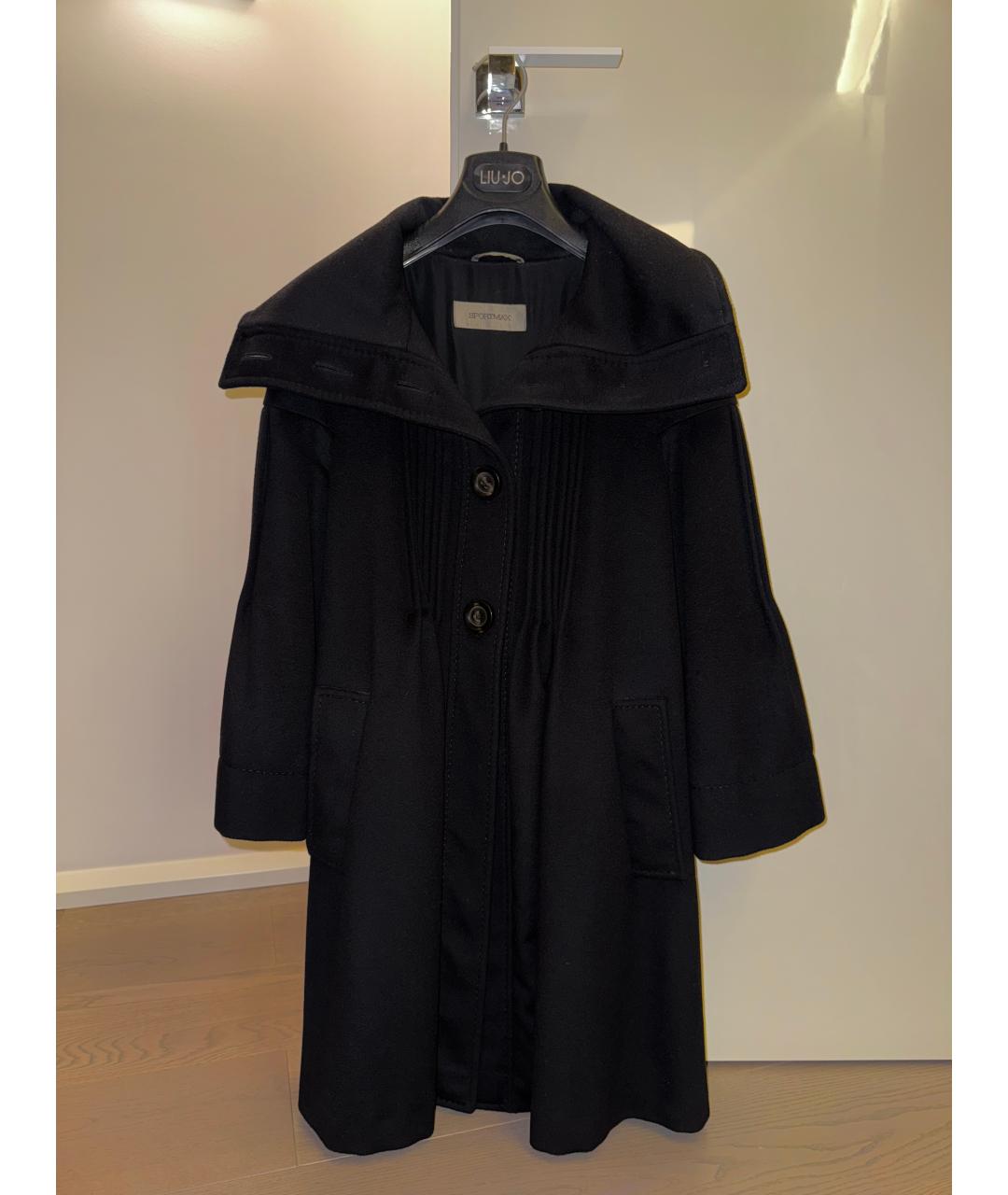 SPORTMAX Черное шерстяное пальто, фото 6
