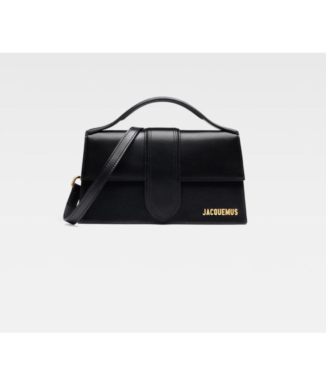 JACQUEMUS Черная кожаная сумка через плечо, фото 4
