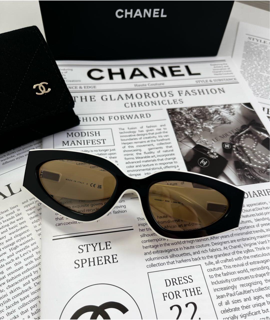 CHANEL Черные пластиковые солнцезащитные очки, фото 2