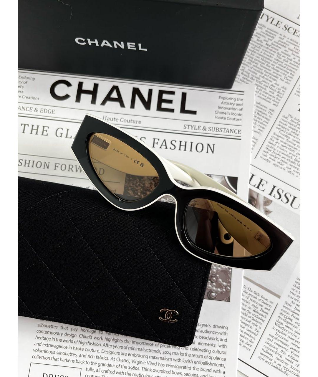 CHANEL Черные пластиковые солнцезащитные очки, фото 6
