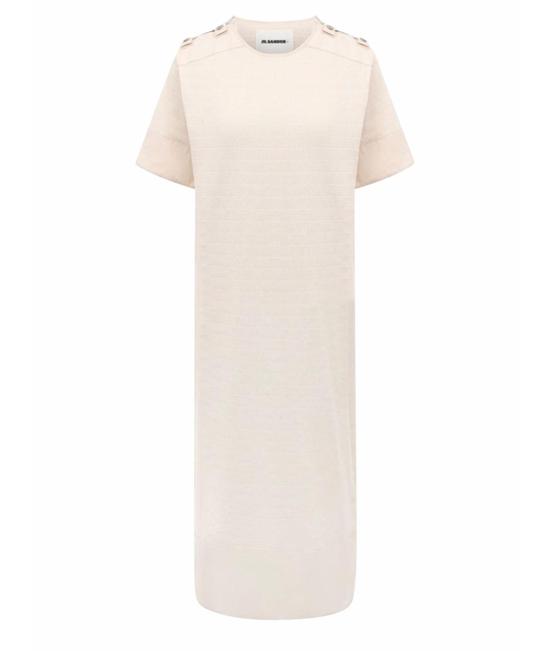 JIL SANDER Белое хлопковое повседневное платье, фото 1