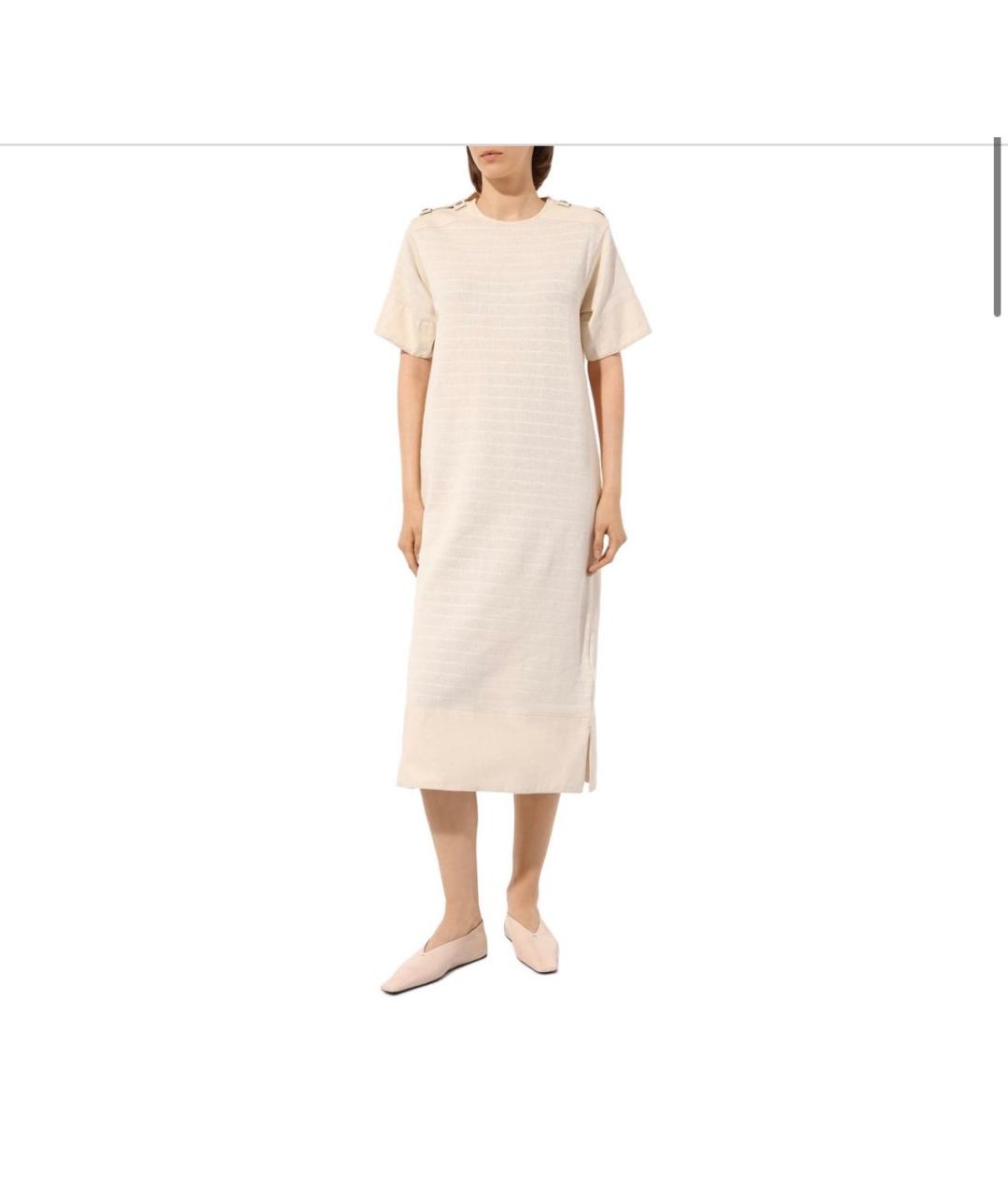 JIL SANDER Белое хлопковое повседневное платье, фото 2