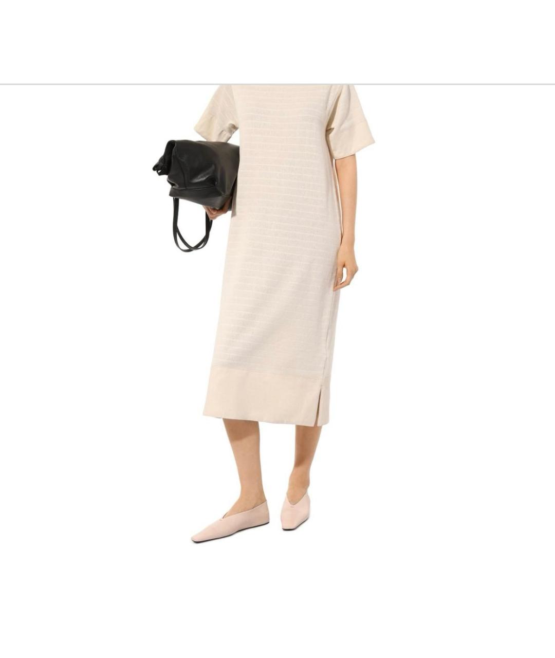 JIL SANDER Белое хлопковое повседневное платье, фото 4
