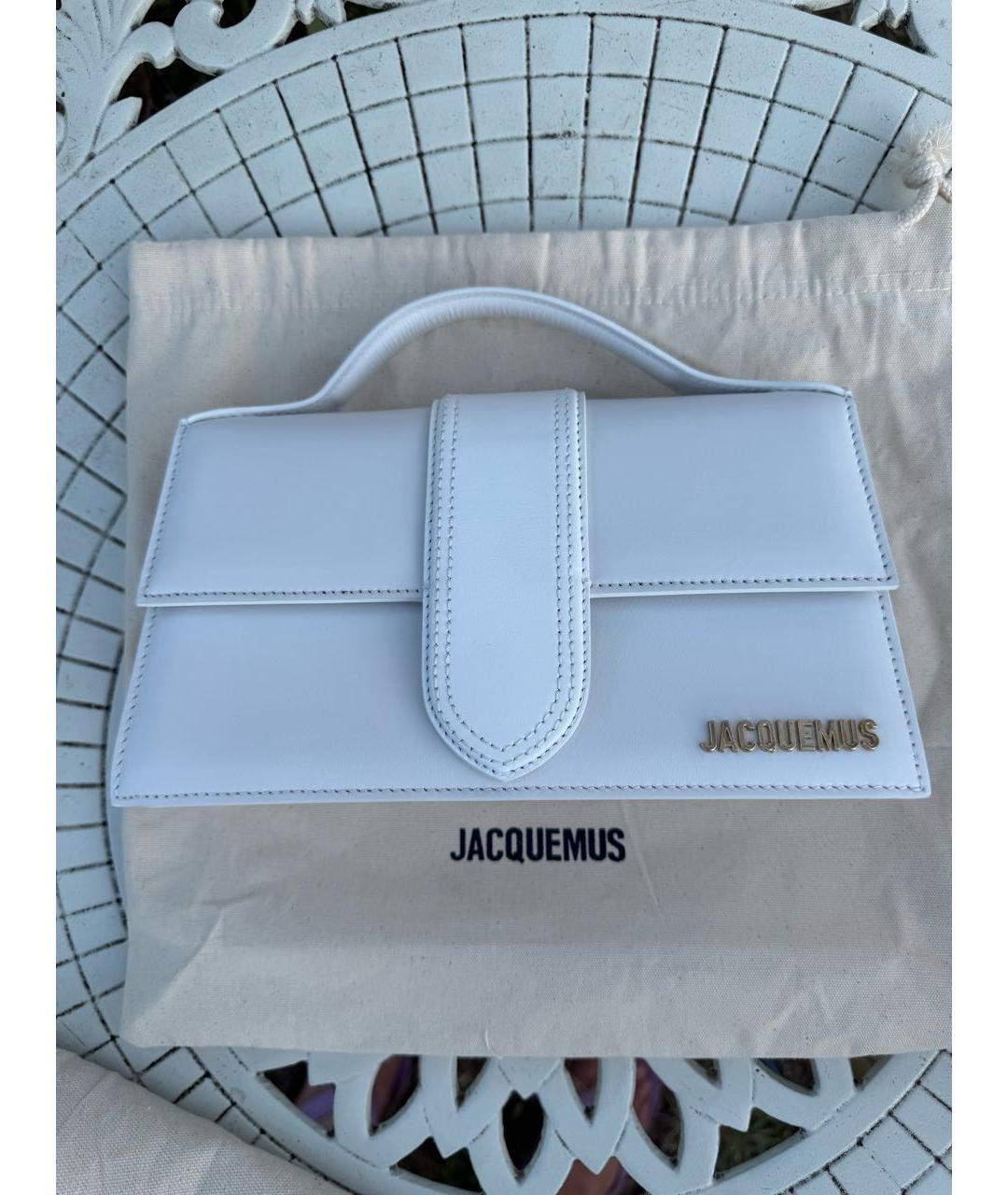 JACQUEMUS Белая кожаная сумка через плечо, фото 4
