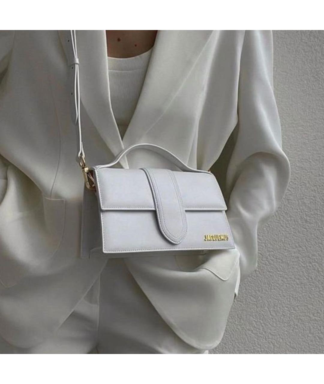 JACQUEMUS Белая кожаная сумка через плечо, фото 4