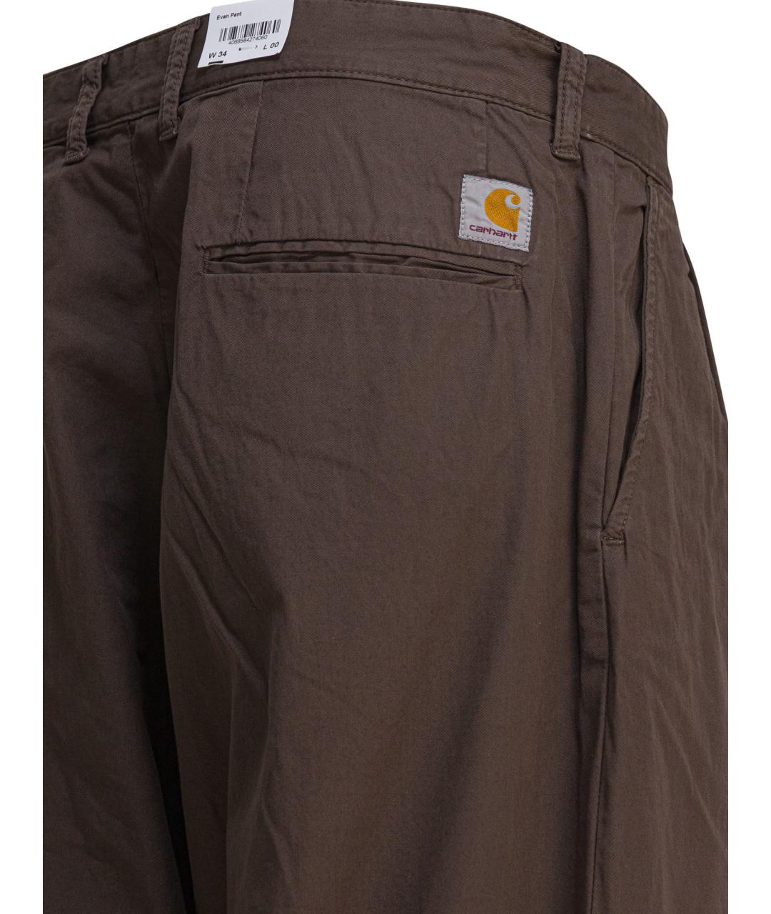CARHARTT WIP Коричневые хлопковые повседневные брюки, фото 4