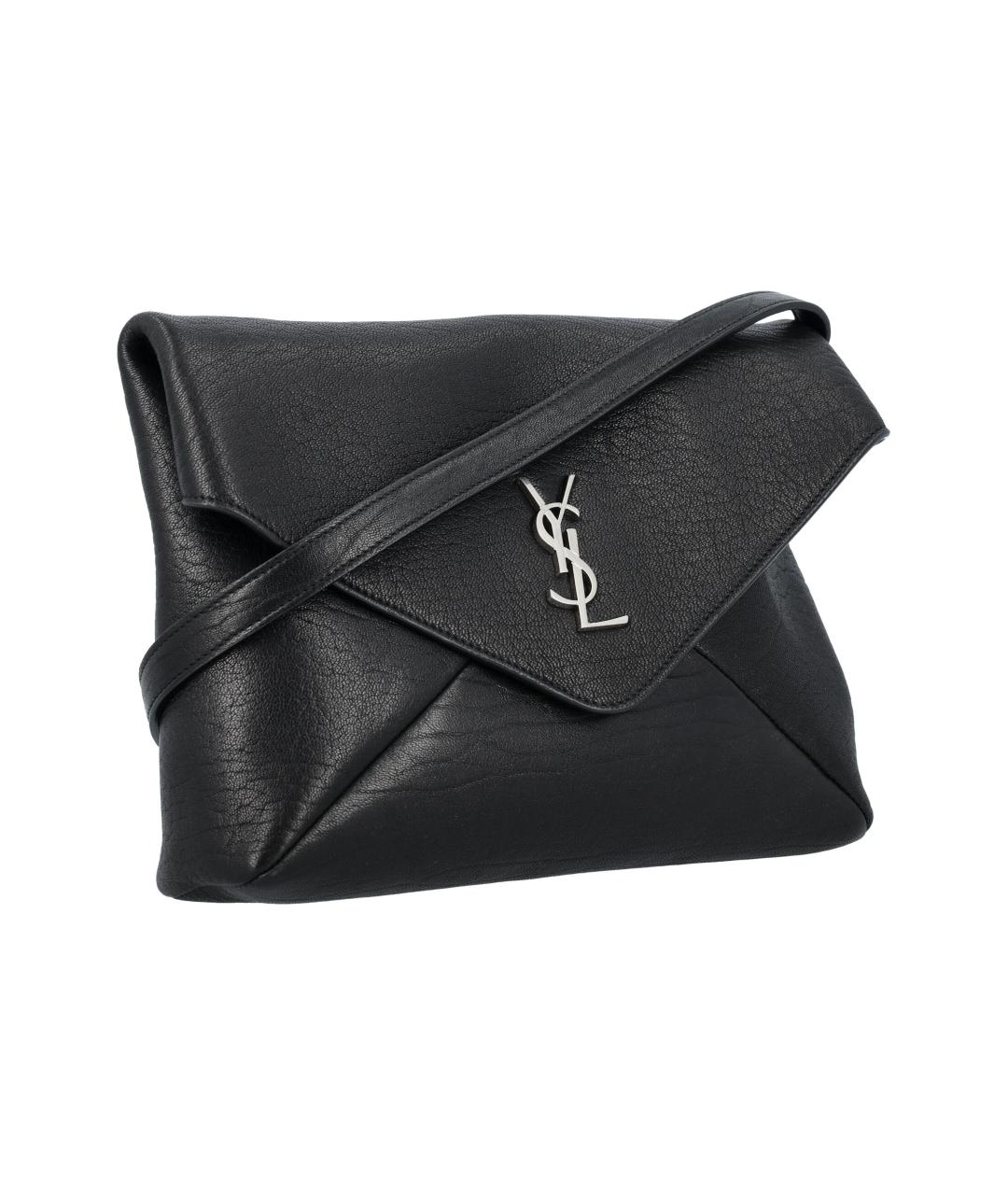 SAINT LAURENT Черная кожаная сумка на плечо, фото 2