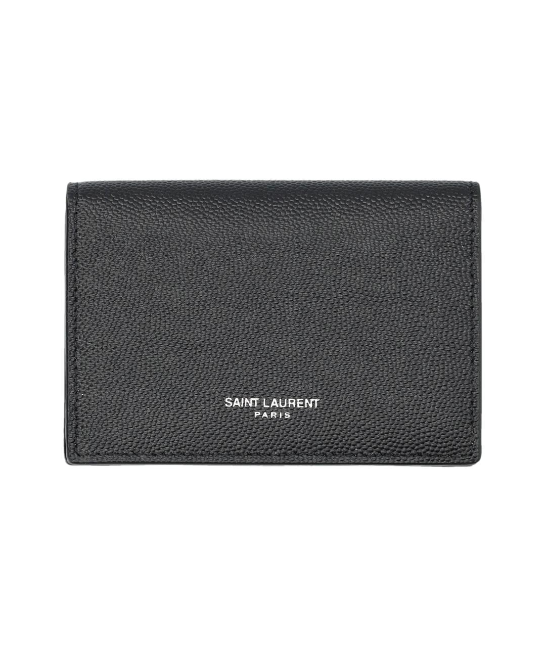 SAINT LAURENT Черный кожаный кардхолдер, фото 1