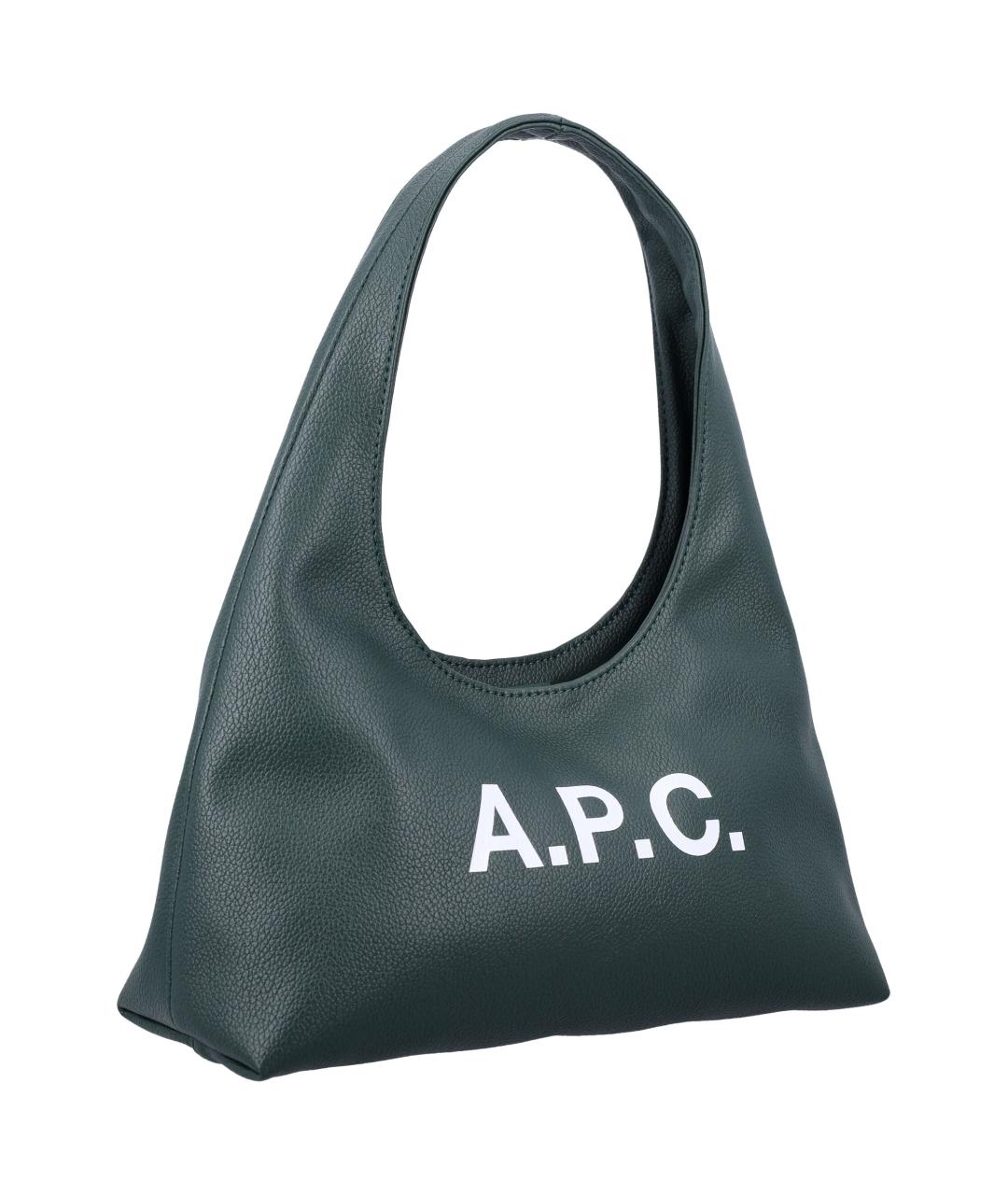 A.P.C. Зеленая кожаная сумка тоут, фото 2