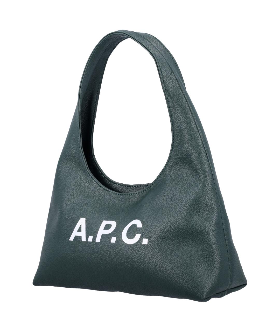 A.P.C. Зеленая кожаная сумка тоут, фото 3