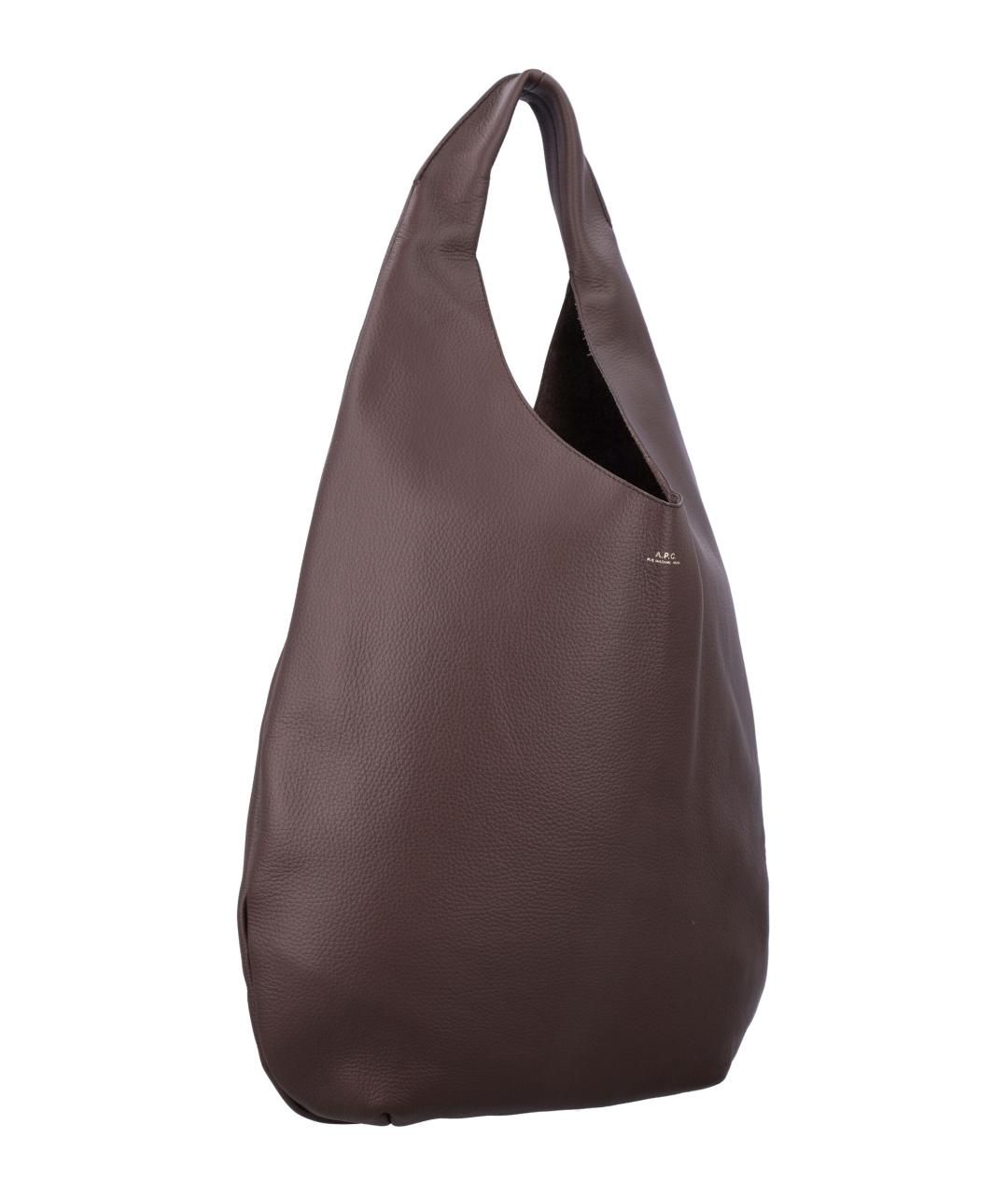 A.P.C. Коричневая кожаная сумка тоут, фото 2