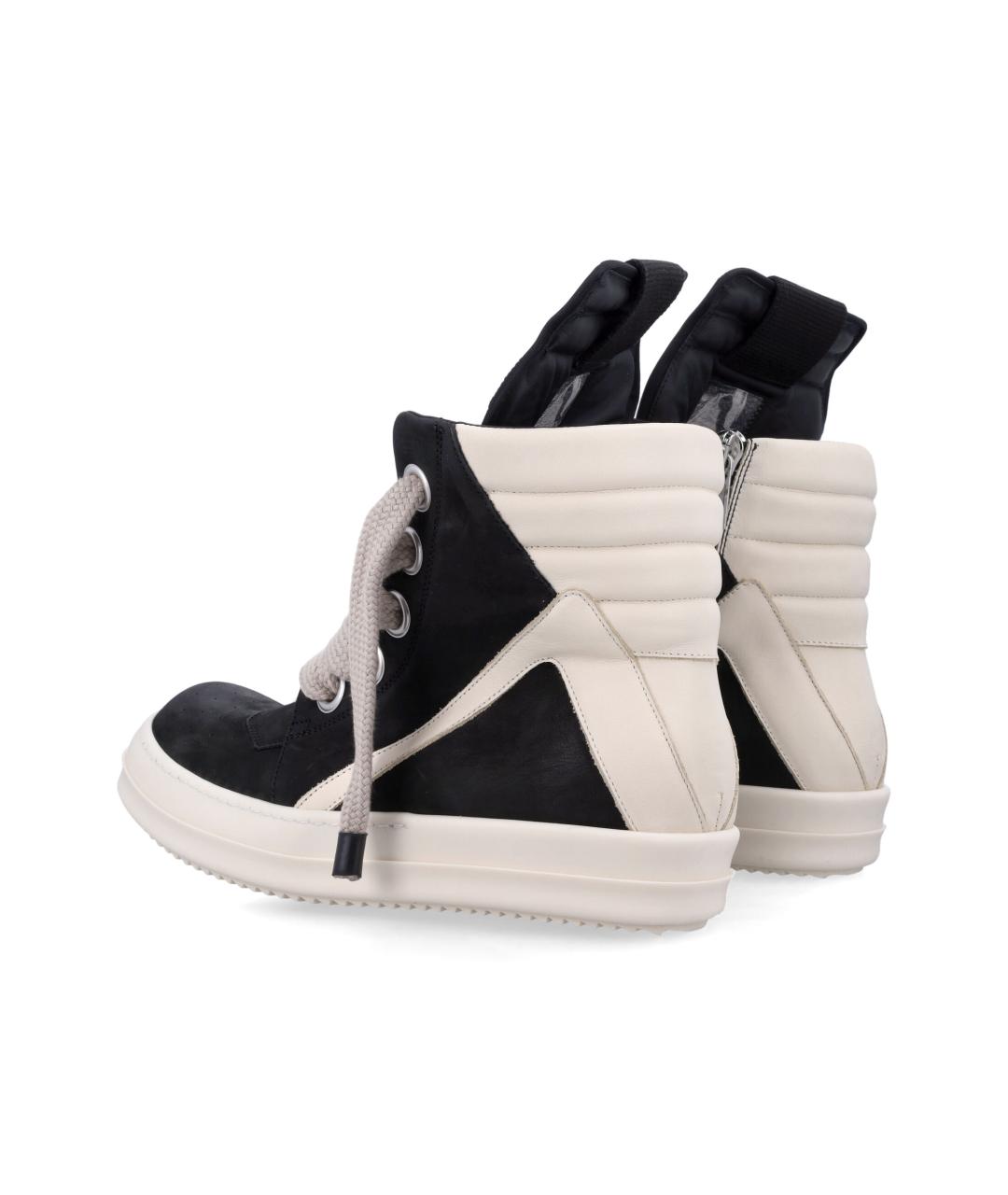 RICK OWENS Черные кожаные высокие кроссовки / кеды, фото 4