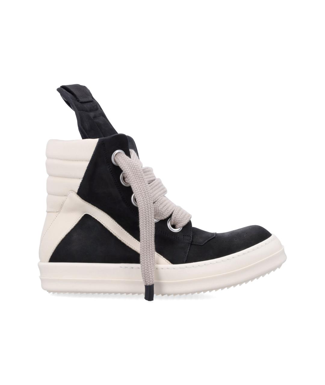 RICK OWENS Черные кожаные высокие кроссовки / кеды, фото 1