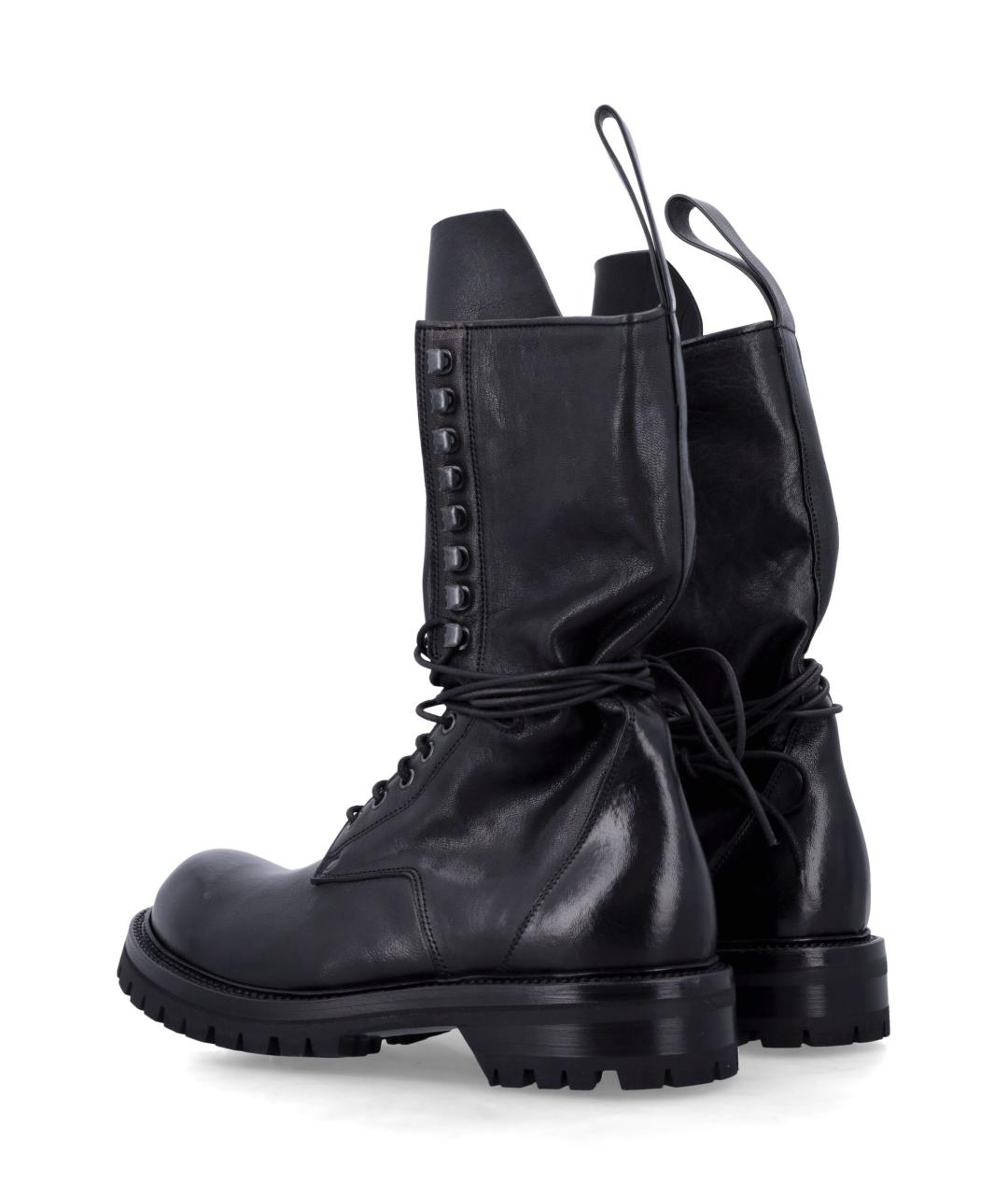 RICK OWENS Черные кожаные высокие ботинки, фото 4