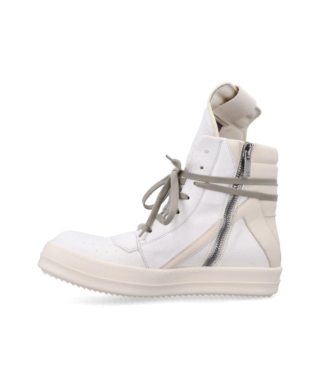 RICK OWENS Белые кожаные высокие кроссовки / кеды, фото 3