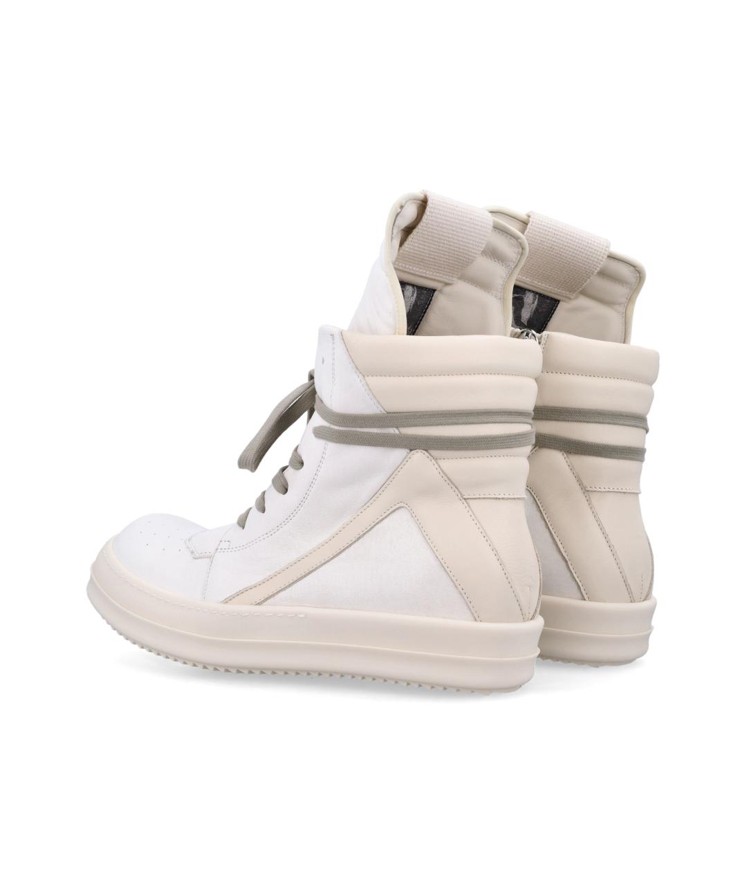 RICK OWENS Белые кожаные высокие кроссовки / кеды, фото 4