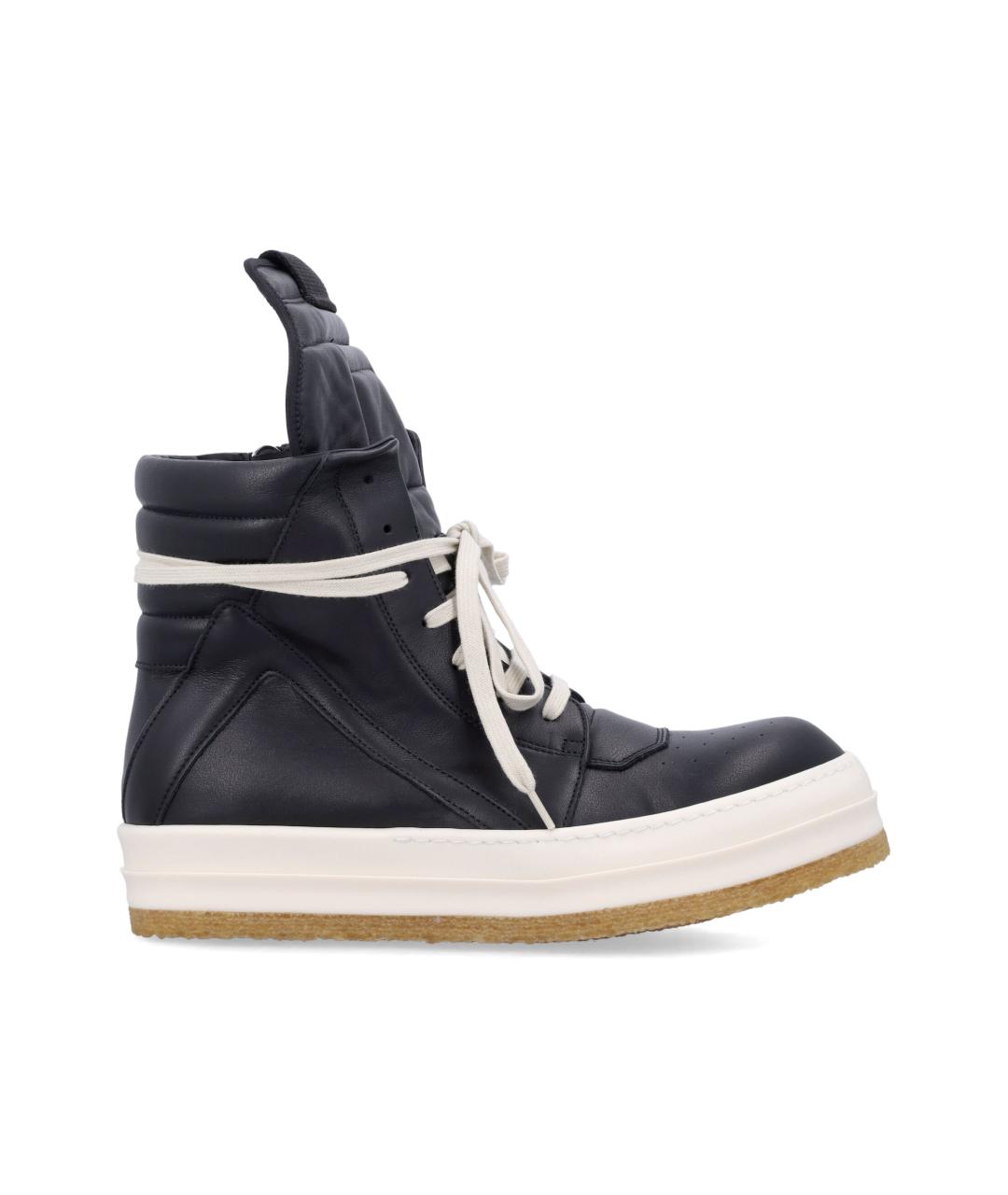 RICK OWENS Черные кожаные высокие кроссовки / кеды, фото 1
