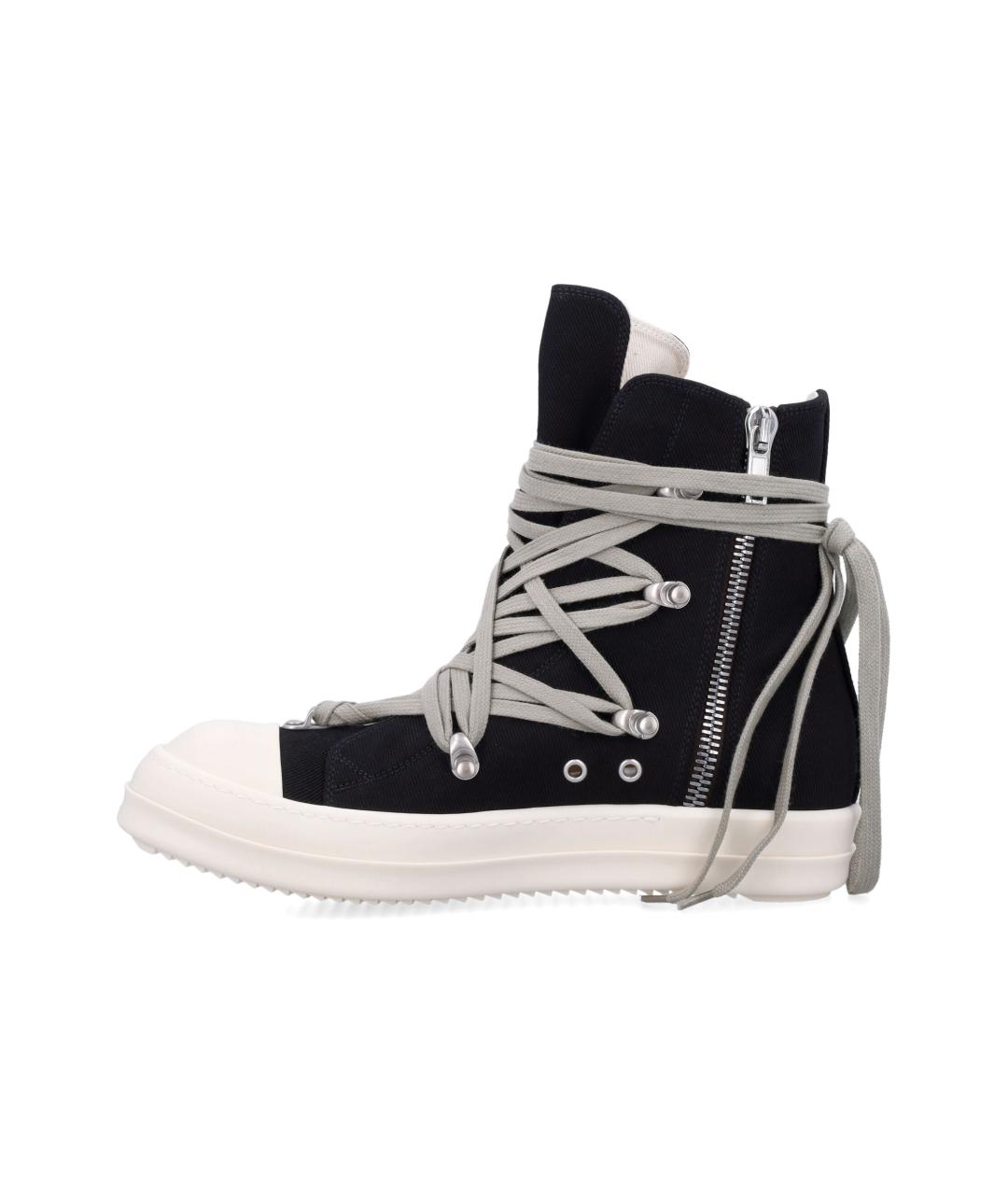 RICK OWENS Черные кожаные высокие кроссовки / кеды, фото 3