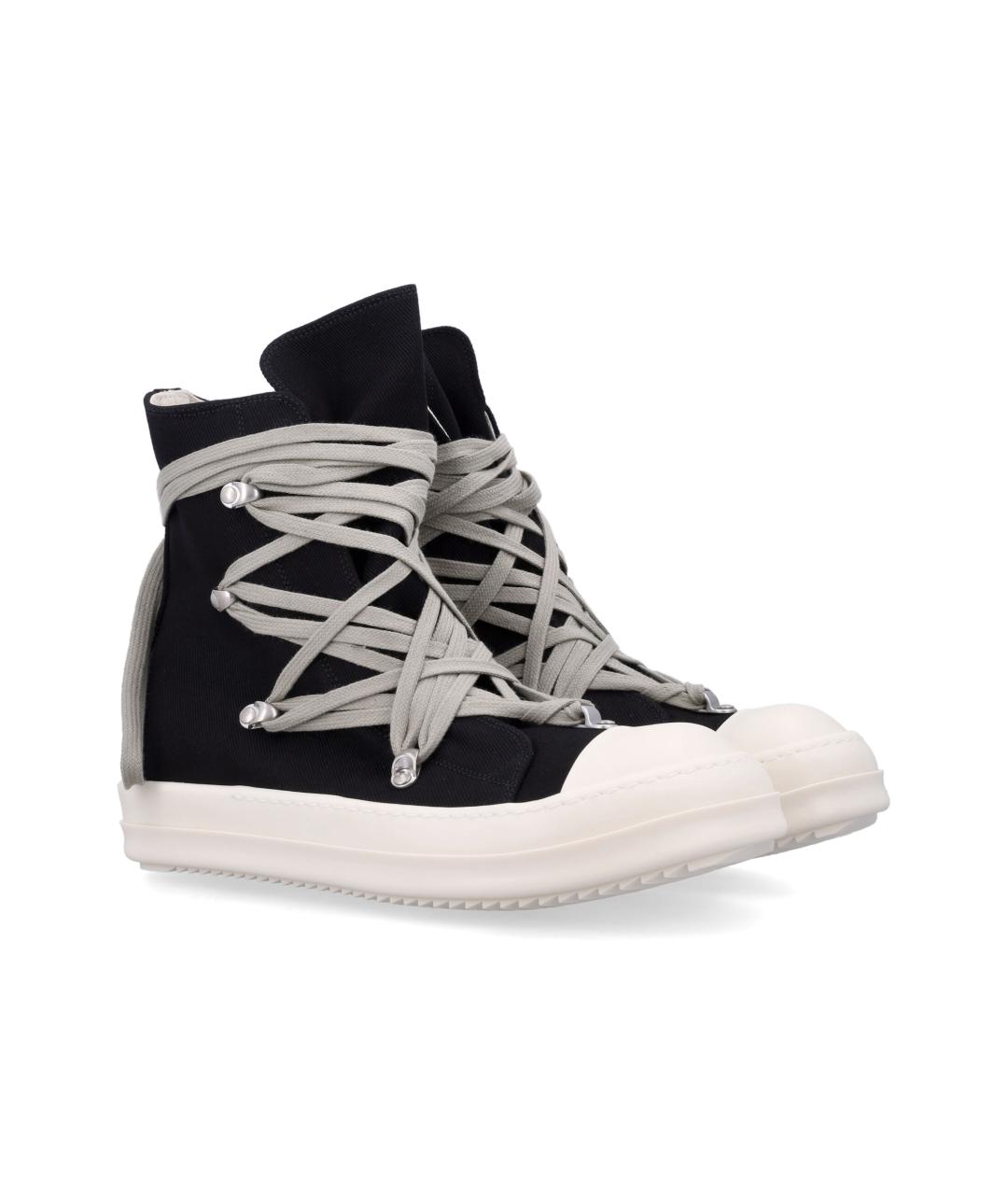 RICK OWENS Черные кожаные высокие кроссовки / кеды, фото 2