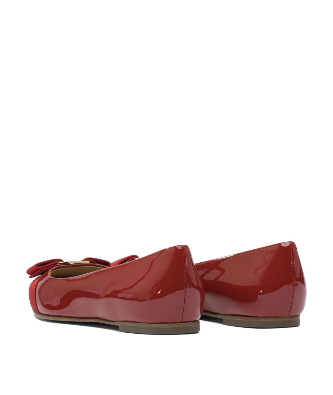 FERRAGAMO Красные кожаные балетки, фото 4