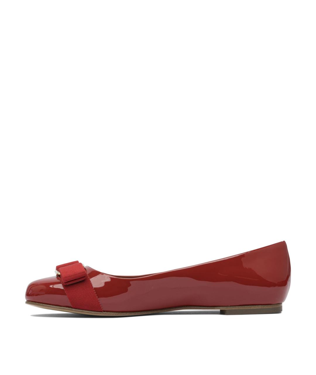 FERRAGAMO Красные кожаные балетки, фото 3