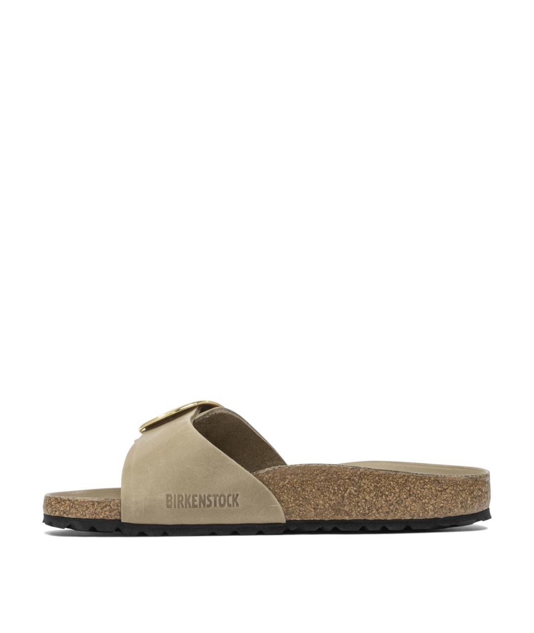 BIRKENSTOCK Бежевые кожаные шлепанцы, фото 3