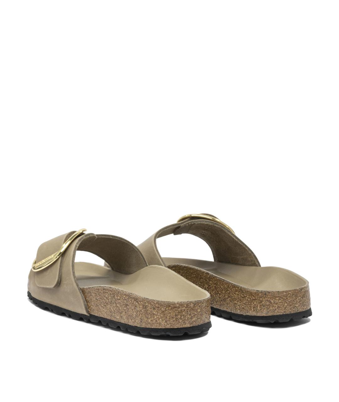 BIRKENSTOCK Бежевые кожаные шлепанцы, фото 4